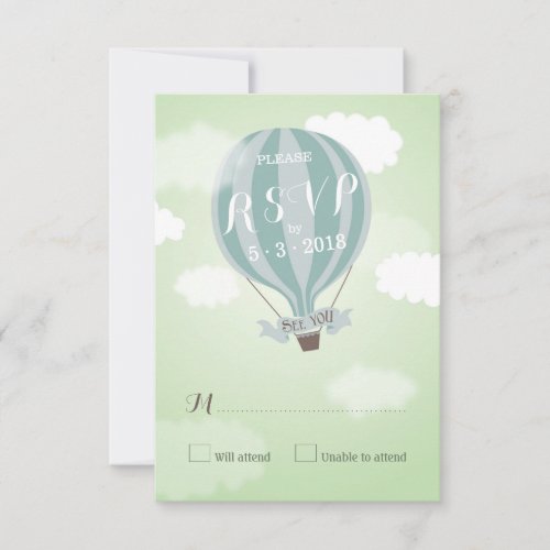 Stylish Hot Air Blue Balloon RSVP Card