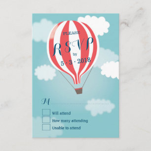 Stylish Hot Air Red White Balloon RSVP Card