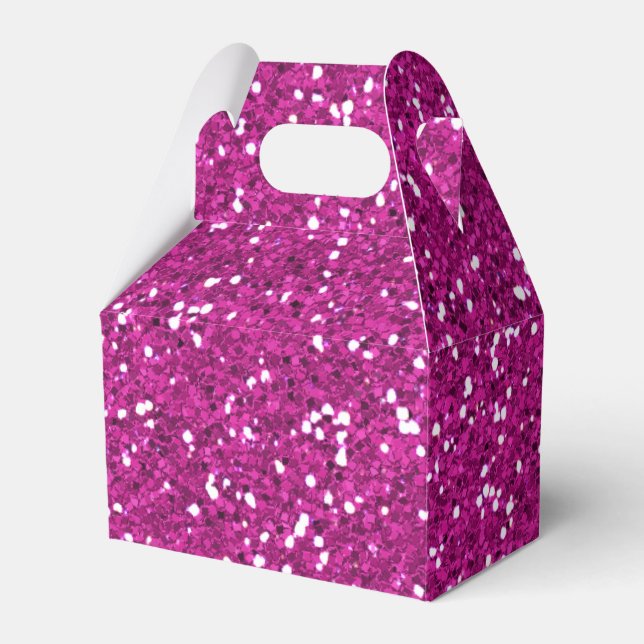 Stylish Hot Pink Glitter Favor Boxes (Front Side)