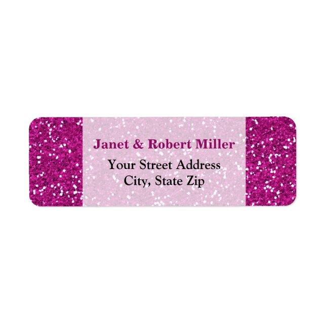 Stylish Hot Pink Glitter Label (Front)