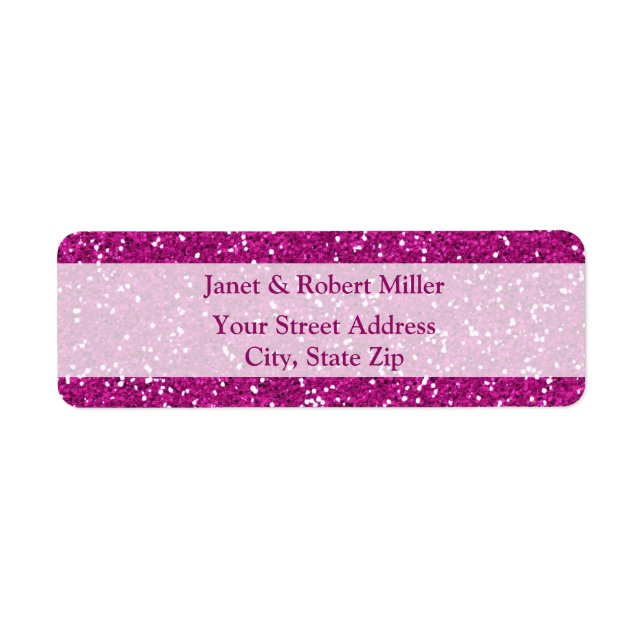 Stylish Hot Pink Glitter Label (Front)