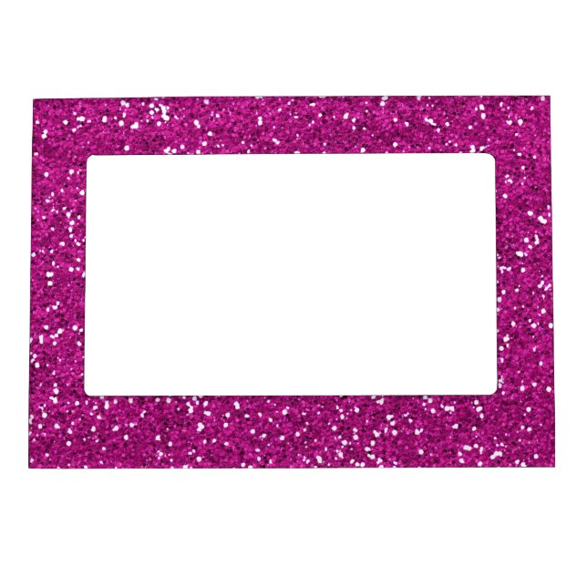 Stylish Hot Pink Glitter Magnetic Photo Frame (Front)