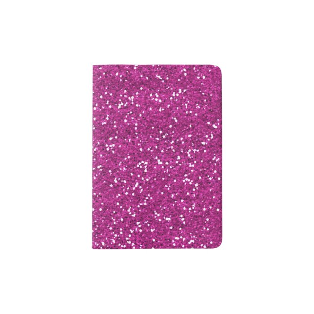 Stylish Hot Pink Glitter Passport Holder (Front)