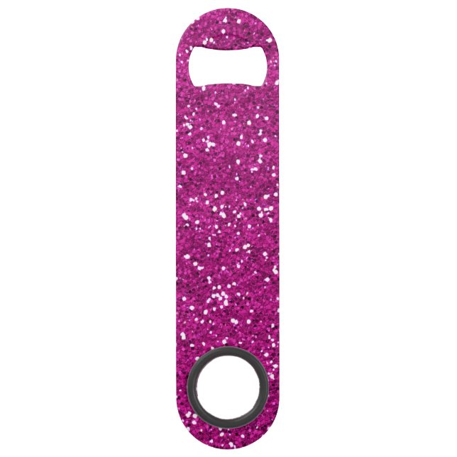 Stylish Hot Pink Glitter Speed Bottle Opener (Front)
