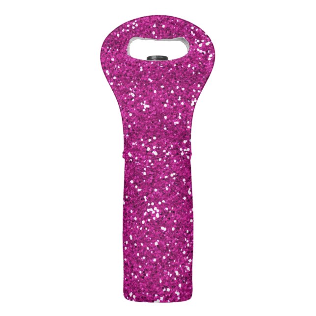 Stylish Hot Pink Glitter Wine Bag (Front)
