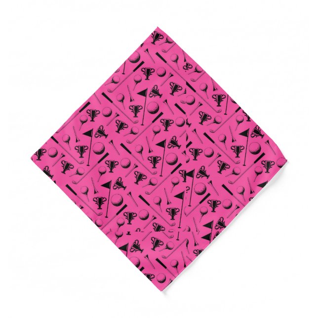 Stylish Hot Pink Golf Icons Pattern  Bandana (Front)