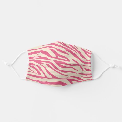 Stylish Hot Pink Ivory Zebra Pattern Adult Cloth Face Mask