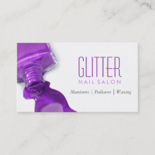 Stylish Hot Purple Glitter Nail Salon Manicure Business Card