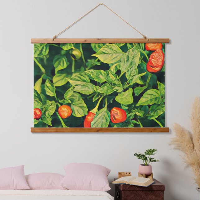 Stylish Hot Red Green Chili Yummy Peppers Pepper Hanging Tapestry (Bedroom)