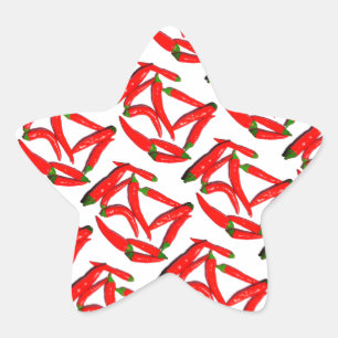 Stylish Hot Spicy Red Green Chili Pepper Star Sticker