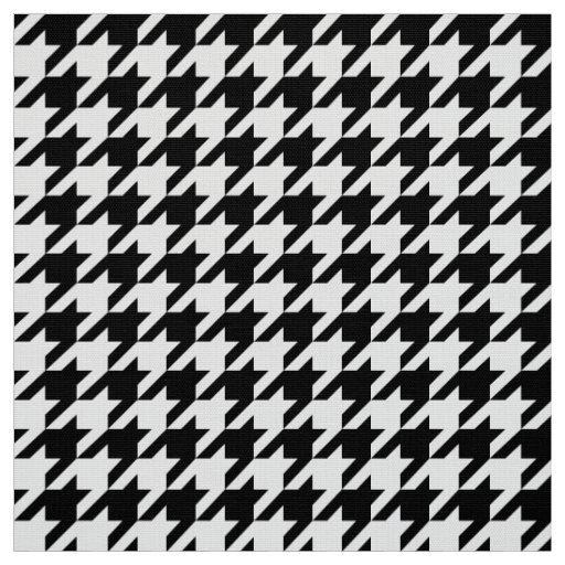Stylish Houndstooth Black White Geometric Plaid Fabric
