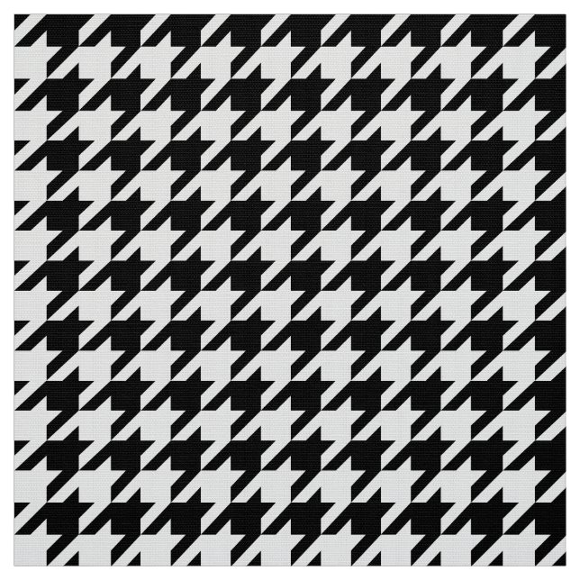 Stylish Houndstooth Black White Geometric Plaid Fabric (Swatch)