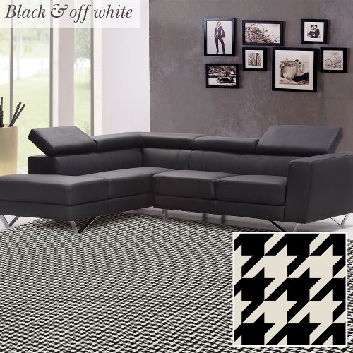 Stylish Houndstooth Pattern Black Off white Rug