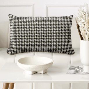 Stylish Houndstooth Plaid Pattern Black Off-White Lumbar Pillow