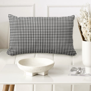 Stylish Houndstooth Plaid Pattern Black White Lumbar Pillow