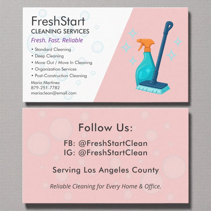 Stylish Housekeeping Cleaning Service Business Card
