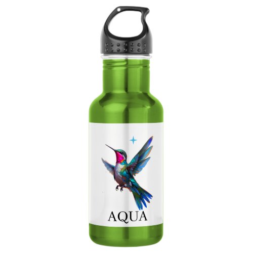 Stylish Hummingbird on White Stainless Steel Water Bottle