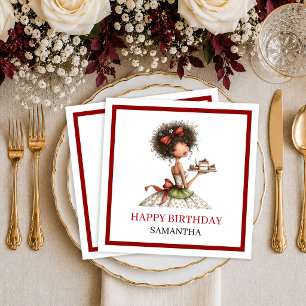 Stylish Humor Woman Deep Red Playful Birthday Napk Napkins