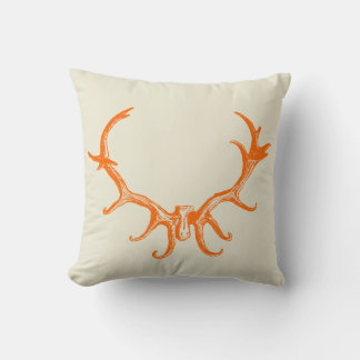 Stylish Hunting Rustic Deer Antler Retro Art Stag Throw Pillow