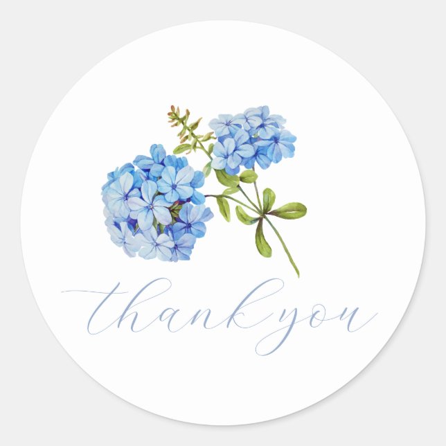 Stylish Hydrangea Thank You Wedding Sticker (Front)