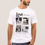 Stylish | I Love My | Cat | Photo T-Shirt<br><div class="desc">Cat lovers will go crazy for these modern photo tshirt,  featuring 4 photos and a template text which reads 'I LOVE MY CATS,  FOLLOWED BY THEIR NAMES'. All font style,  size and color can be changed after personalizng,  by clicking on the customize further link.</div>