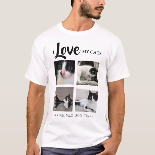 Stylish  I Love My  Cat  Photo T_Shirt