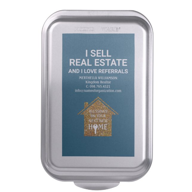 Stylish I Sell Real Estate Love Referrals Realtor Cake Pan (Front Vertical)