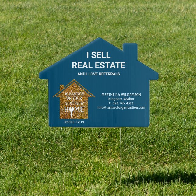 Stylish I SELL REAL ESTATE Realtor Glitter Sign (Insitu)