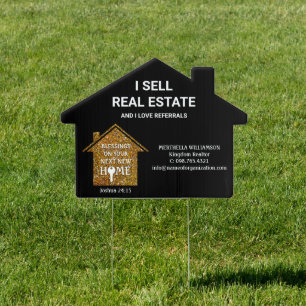 Stylish I SELL REAL ESTATE Realtor Glitter Sign