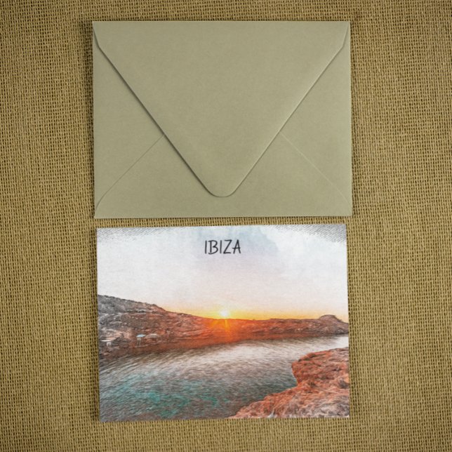 Stylish Ibiza Spain Sunset Postcard (ibiza spain sunset postcard)