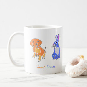 Stylish Illustrated Dog And Rabbit Art Coffee Mug