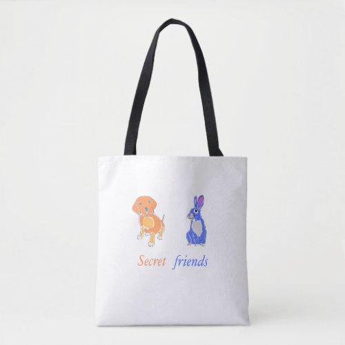 Stylish Illustrated Dog And Rabbit Tote Bag