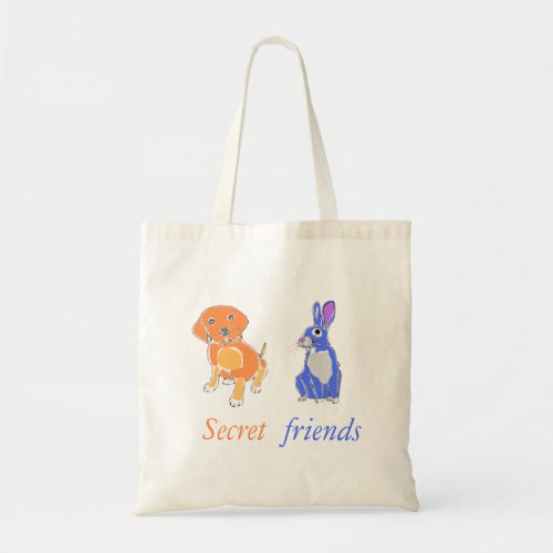 Stylish Illustrated Dog And Rabbit   Tote Bag