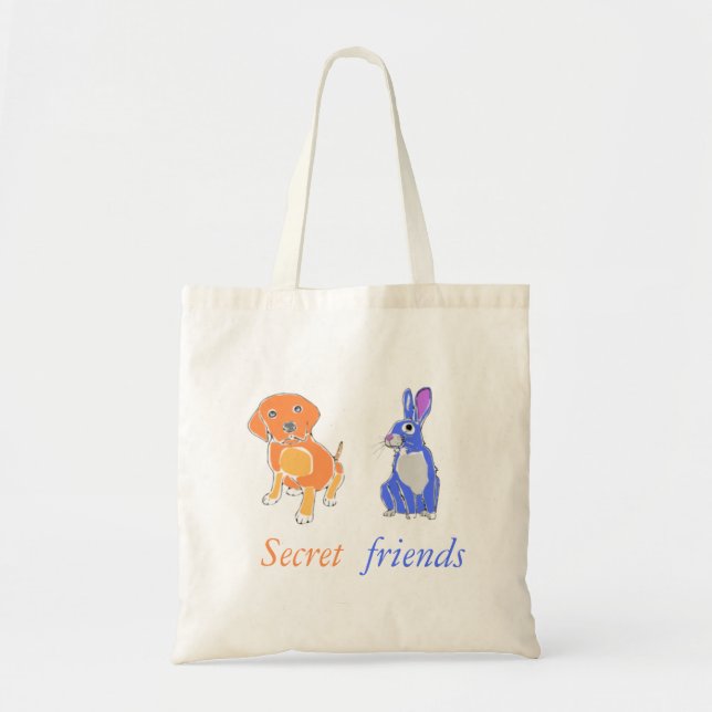 Stylish Illustrated Dog And Rabbit   Tote Bag (Front)