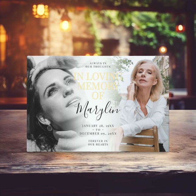 Stylish in Loving Memory Before & After Photo Foil Guest Book (Creator Uploaded)