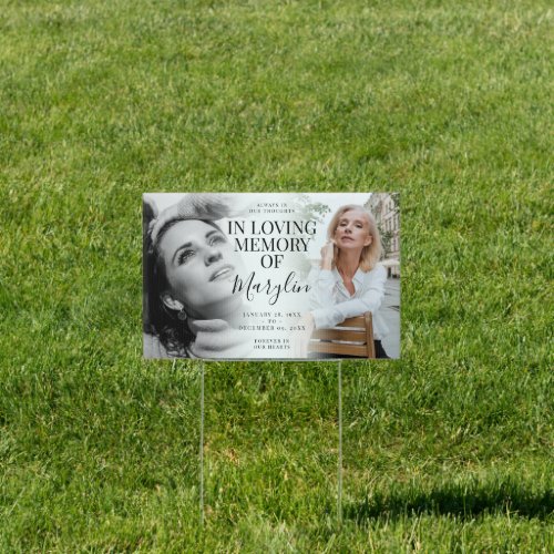 Stylish In Loving Memory Before  After Photo Sign