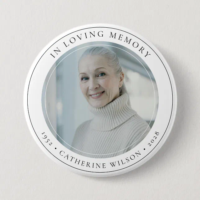 Stylish In Loving Memory Memorial Photo Button | Zazzle