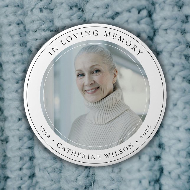 Stylish In Loving Memory Memorial Photo Button (Creator Uploaded)