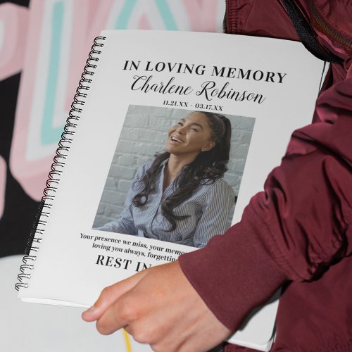 Stylish In Loving Memory  Photo Memorial Guest Notebook