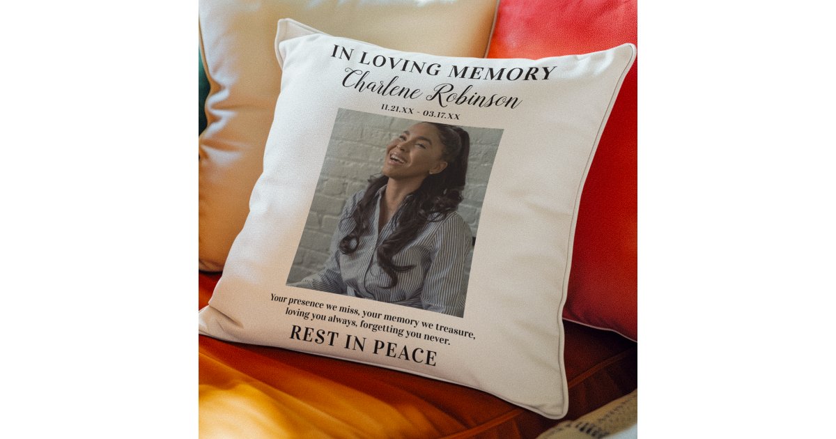 Stylish In Loving Memory | Photo Memorial Throw Pillow | Zazzle