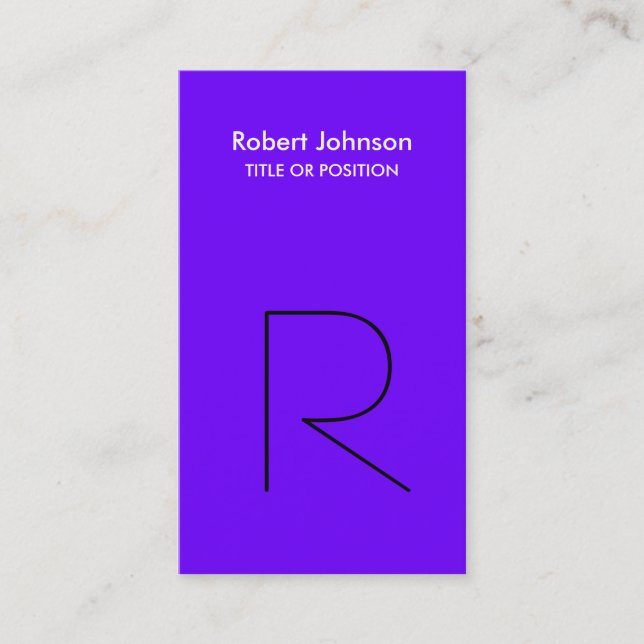 Stylish Indigo Color Black Monogram Business Card (Front)