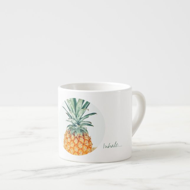 Stylish Inhale Pale Pineapple Espresso Coffee Mug (Front Right)