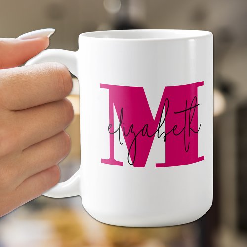 Stylish Initial Letter Monogram and Name Coffee Mug