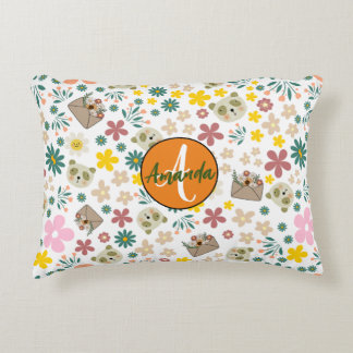 Stylish initial monogram nursery baby girl pink accent pillow