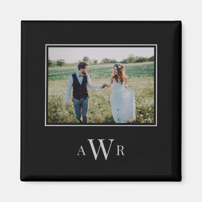 Stylish Initials Editable Color Photo Magnet (Front)