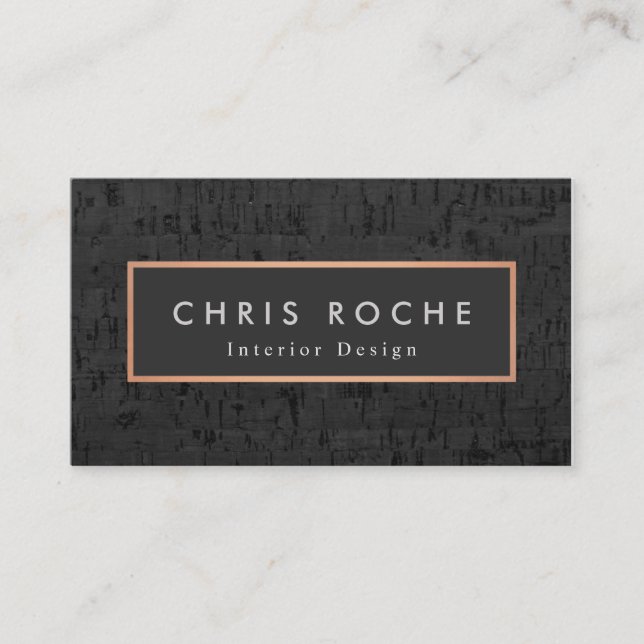 Stylish Interior Designer Copper Frame Cork Board Business Card (Front)