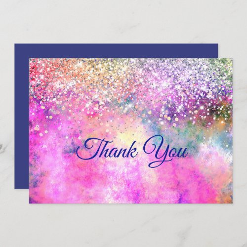 Stylish iridescent faux glitter  thank you card