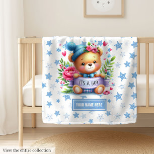 Stylish It’s a Boy Blanket for Baby Boy Shower