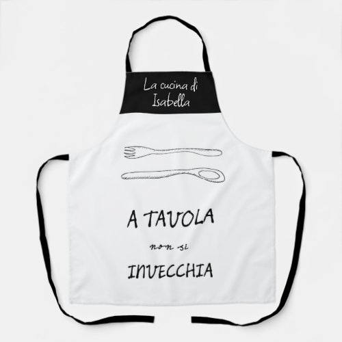 Stylish italian kitchen spoon fork quote apron