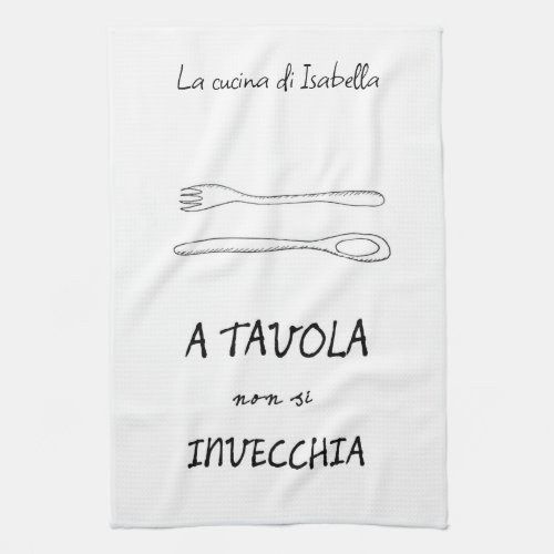 Stylish italian kitchen spoon fork quote kitchen towel